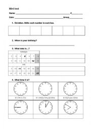 ASSESSMENT. NUMBERS - DATE - TIME