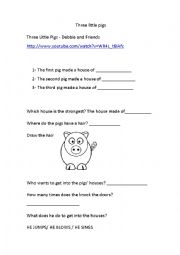 Three little pigs song by Debbie and Friends, with comprehension questions