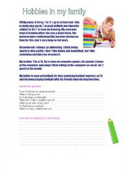 English Worksheet: Hobbies and interests