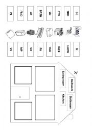 English Worksheet: Parts of the house and furniture