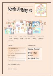 English Worksheet: Movie Activity on Toy Story 3