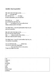 Another Day In Paradise lyrics - ESL worksheet by Adva