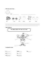 English Worksheet: Body parts