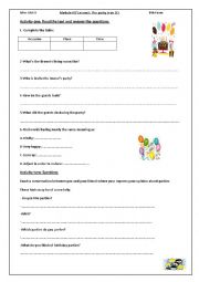 English Worksheet: Theb party is on (1)
