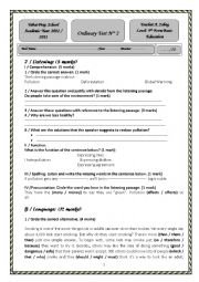 English Worksheet: Ordinary Test