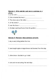 English Worksheet: Sentences and Punctuation