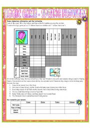 English Worksheet: Logic Game No. 10 - Spring Flowers