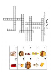 English Worksheet: Fast Food Crossword