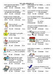 English Worksheet: why and because