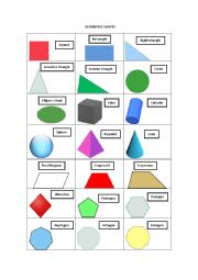 English Worksheet: GEOMETRIC SHAPES