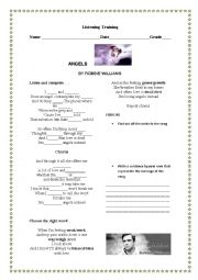English Worksheet: Angels Song