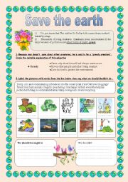 English Worksheet: save the earth part 1 module 3 lesson 4 9th graders