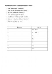 Exercise with Past Simple tense