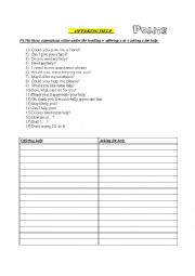 English Worksheet: Offering and giving help