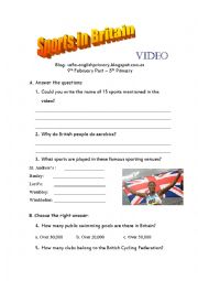 English Worksheet: SPORTS IN BRITAIN