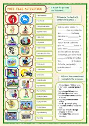 English Worksheet: Free-time Activities