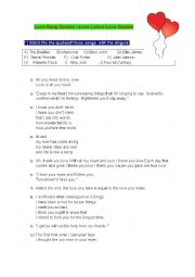 English Worksheet: Valentines song quotes - quiz  and song 