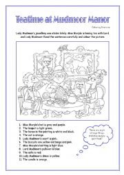 English Worksheet: Lets be Detectives - Teatime at Mudmoor Manor