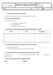 English Worksheet: listening comprehension