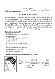 English Worksheet: my family