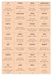 English Worksheet: Vocabulary Cards WITH COLLOCATIONS Elementary Set 2 (Verbs 2)