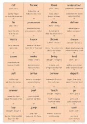 English Worksheet: Vocabulary Cards WITH COLLOCATIONS Elementary Set 2 (Verbs 2)