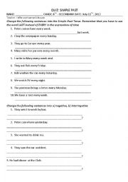 English Worksheet: simple past