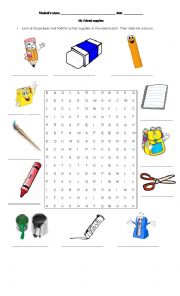 English Worksheet: School Supplies