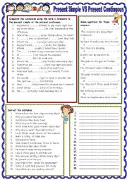 English Worksheet: Present Simple VS Present Continuous