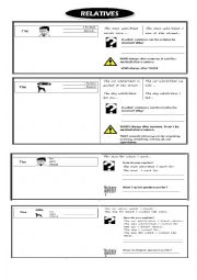 English Worksheet: RELATIVES STUDY  GUIDE