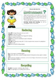 English Worksheet: Environment: The 3 Rs