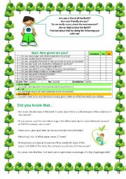 English Worksheet: Environment: Quiz and Did you know ...(Facts)