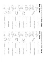 English Worksheet: this, these, that, those