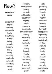 English Worksheet: Adverbs A3 display