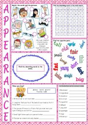 English Worksheet: Appearance Vocabulary Exercises