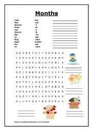 English Worksheet: Months Practice Exercises 