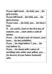English Worksheet: Superstitions - Conditional 1
