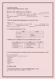 English Worksheet: language and writing activities 