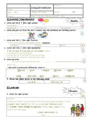 English Worksheet: mid term test 2 8th form