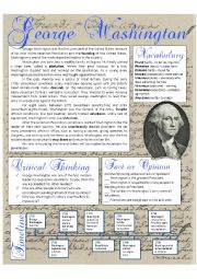 English Worksheet: Presidents Day: George Washington Reading