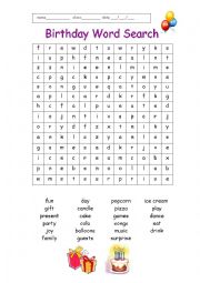 Birthday Wordsearch