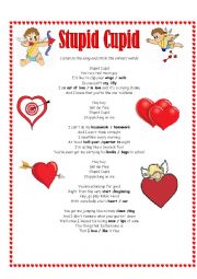 English Worksheet: Stupid Cupid Song Activity