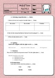 English Worksheet: mid second term test