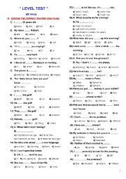 English Worksheet: Elementary Level Test and Key