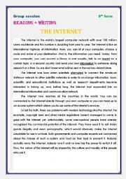 English Worksheet: 9 th form Group session/ THE INTERNET