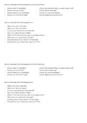 English Worksheet: Past Simple - Making questions / Yes-No Answers