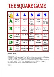 English Worksheet: THE SQUARE GAME