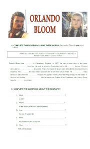 English Worksheet: ORLANDO BLOOM