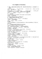 English Worksheet: Level test (Beginner or Elementary)