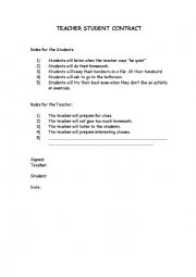 English Worksheet: Teacher- student contract
